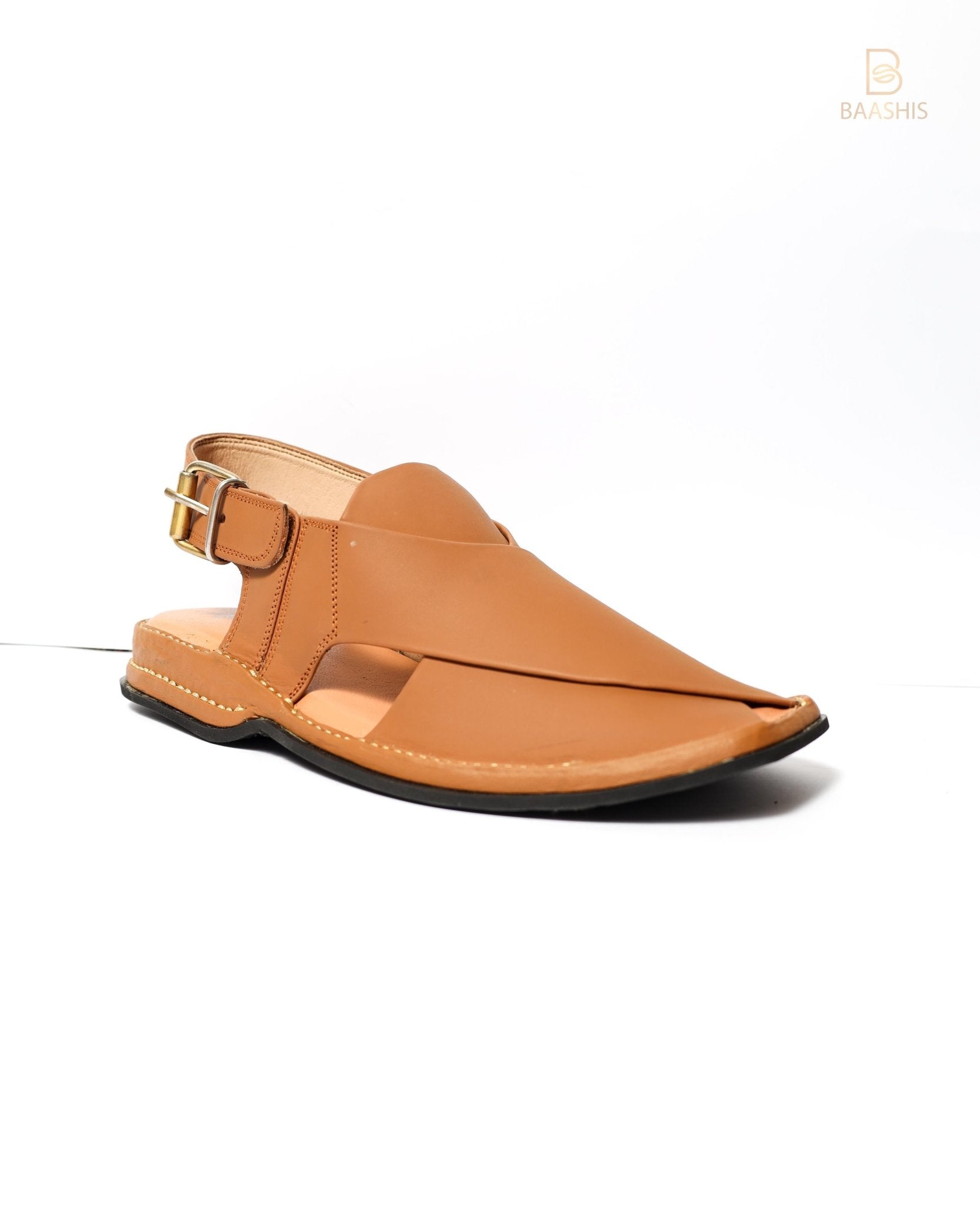 Peshawari Chappal IMRAN KHAN Double Sole Chappal - LIGHT BROWN - Baashis