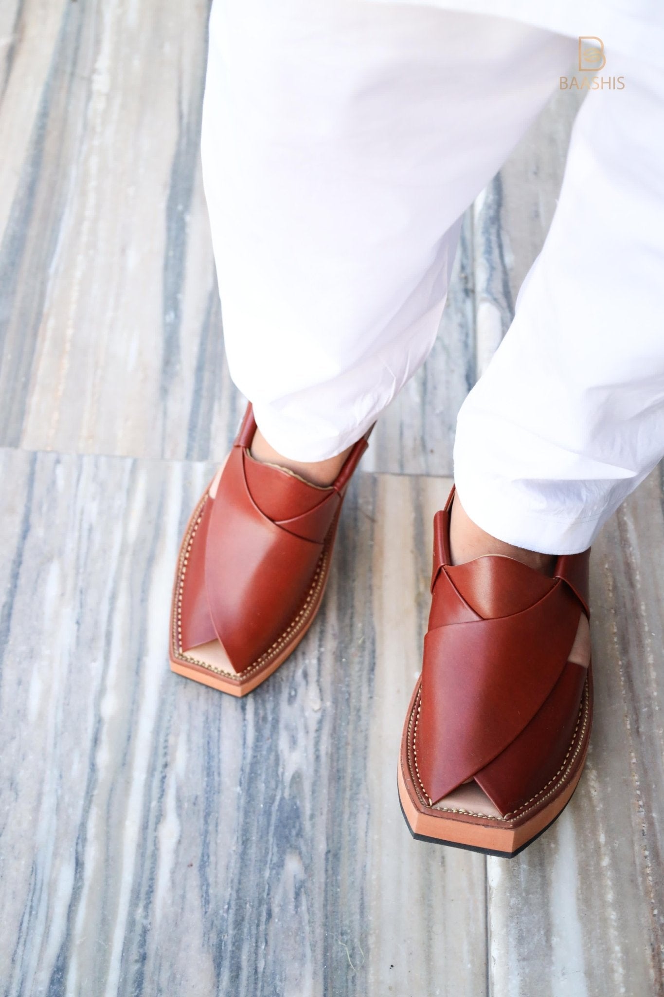 RED Kaptan Chappal in Pure Hand Made Cow Leather - Baashis