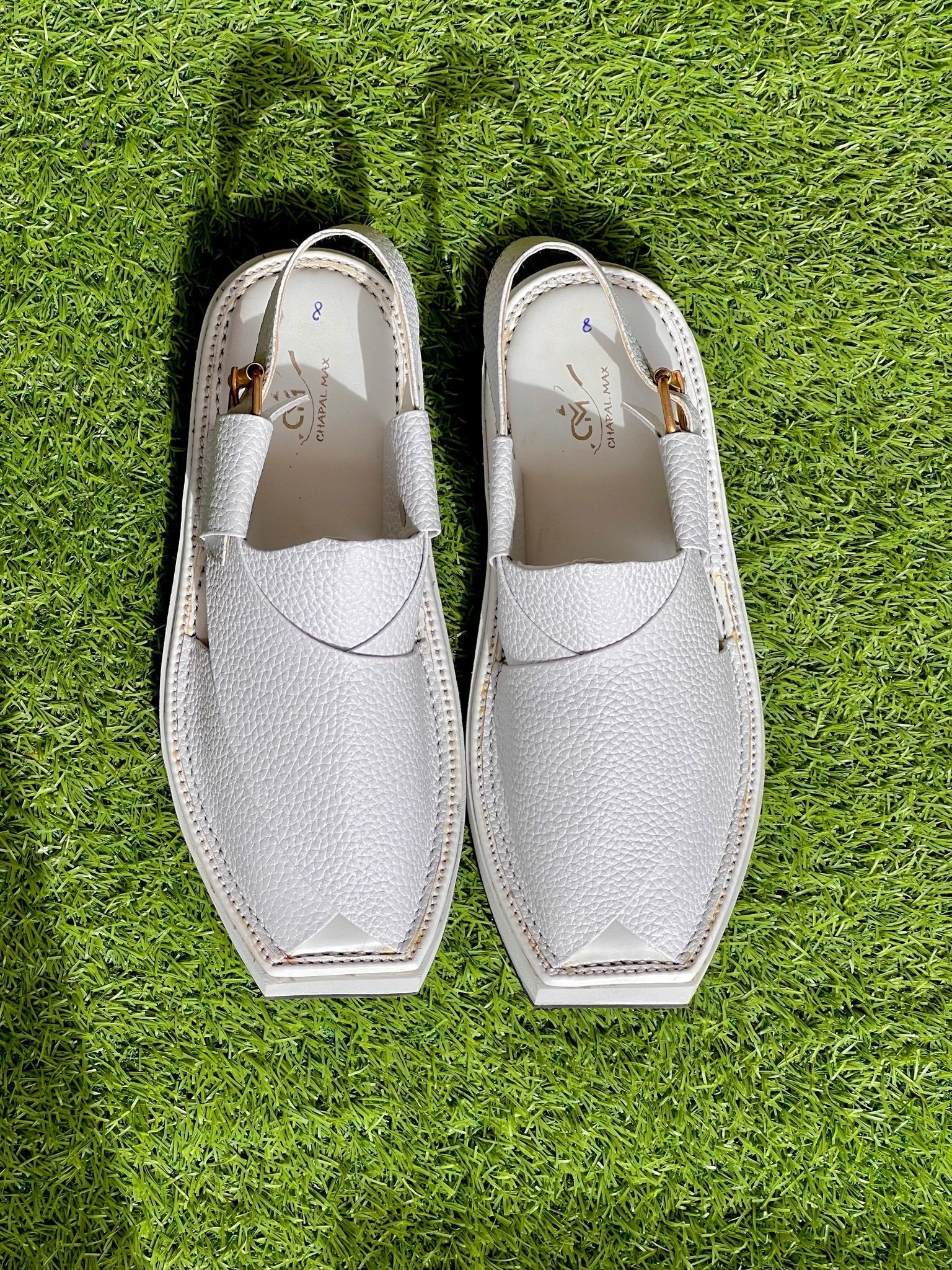 WHITE Kaptan Chappal in Pure Hand Made Cow Leather - Baashis