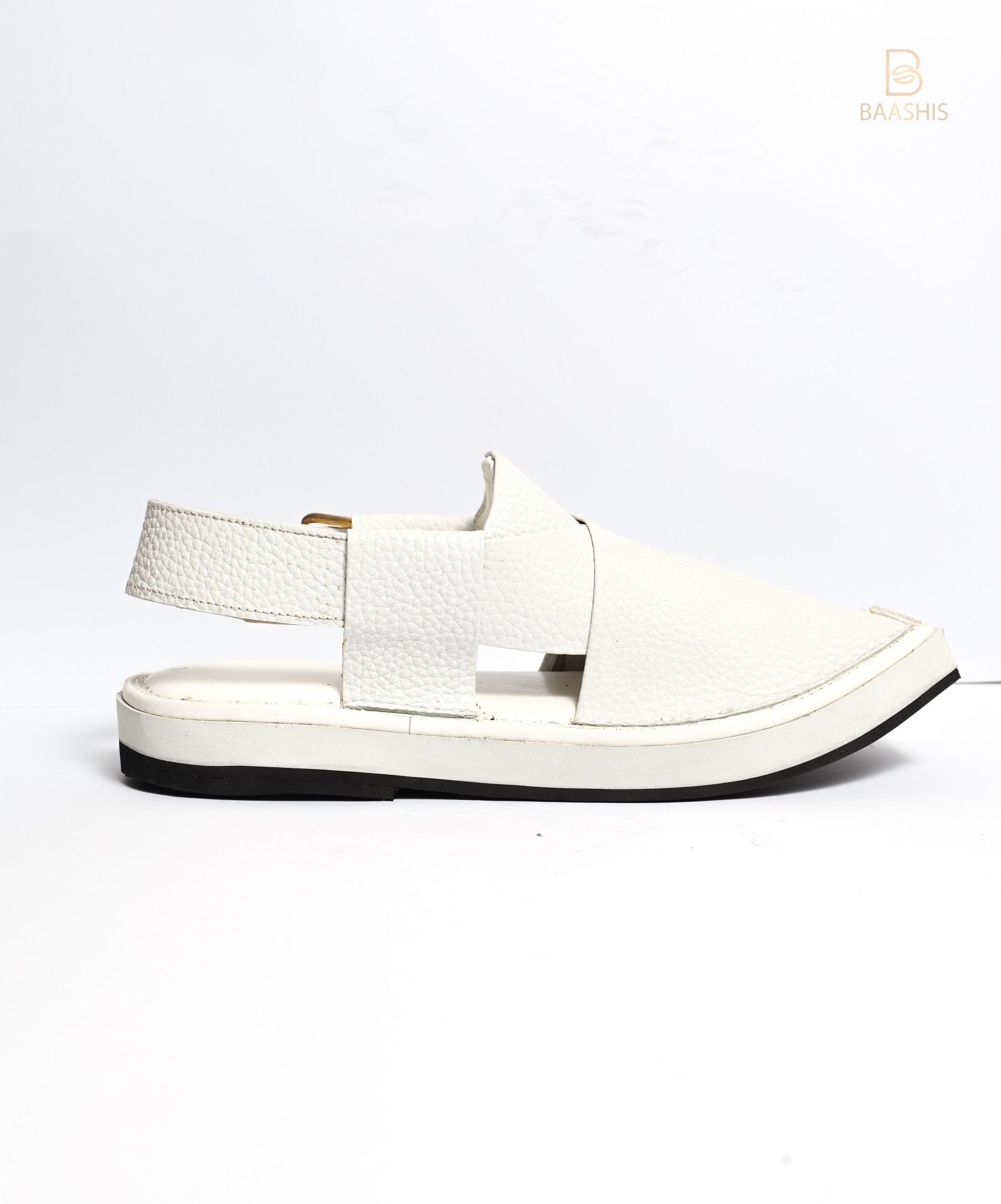 WHITE Kaptan Chappal in Pure Hand Made Cow Leather - Baashis