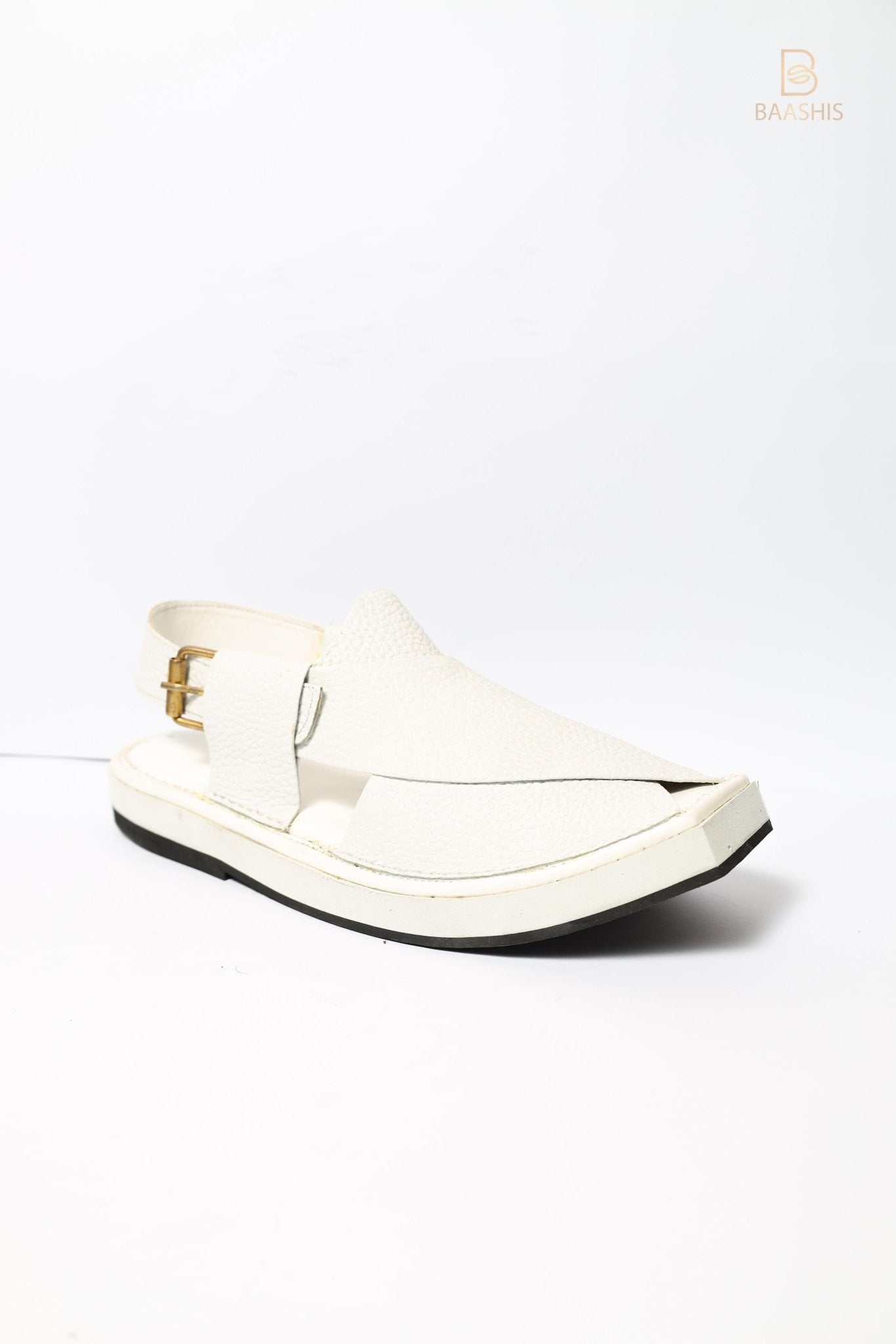 WHITE Kaptan Chappal in Pure Hand Made Cow Leather - Baashis